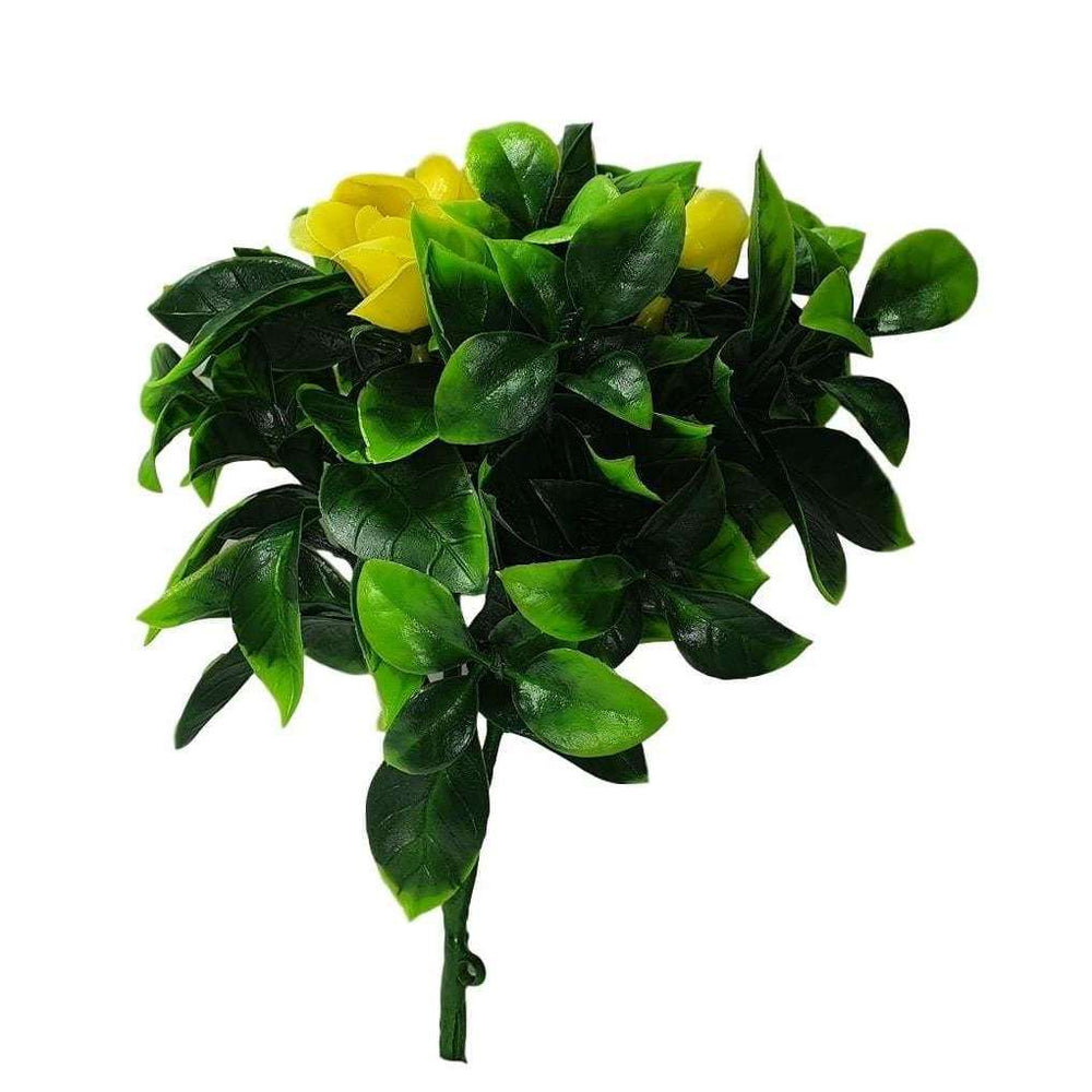 5 Pack Flowering Yellow Rose Stem UV Resistant 30cm - Designer Vertical Gardens artificial garden wall plants artificial green wall sydney