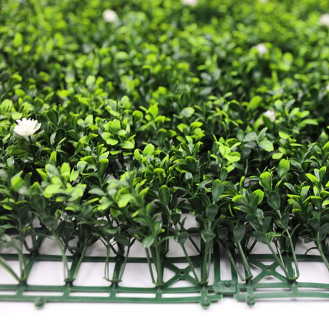 Luxury Flowering Artificial Buxus Hedge Panel UV Resistant 1m x 1m