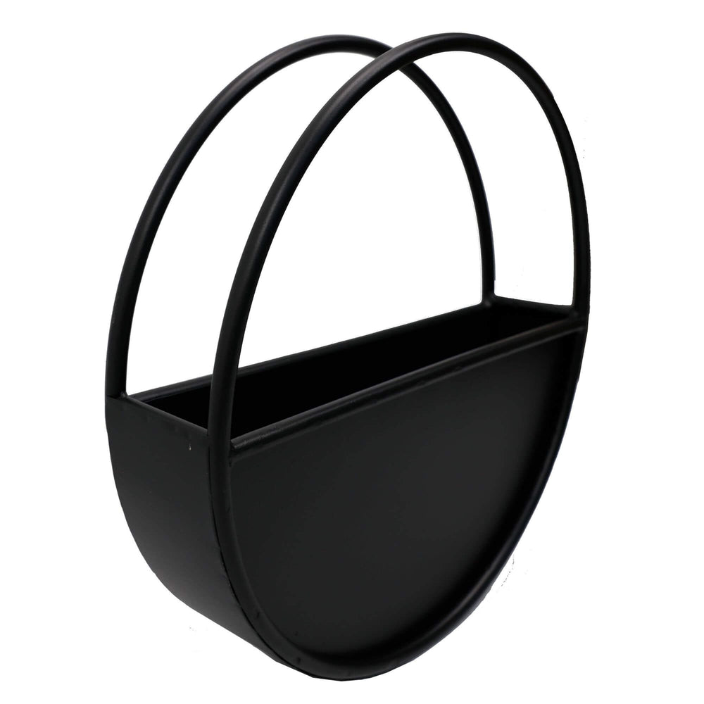 Premium Floating Half Moon / Semi Circle Metal Wall Planter | Onyx Black 35cm