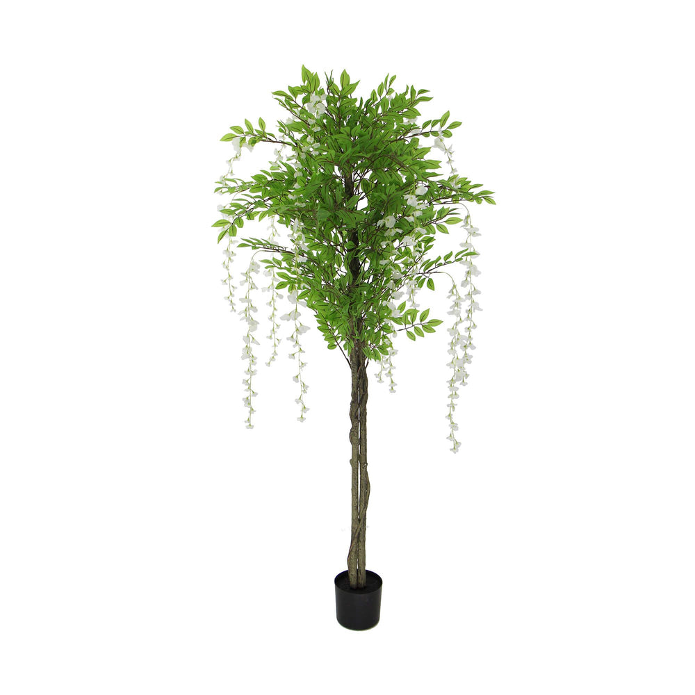 Flowering Artificial Wisteria with White Flowers 180cm