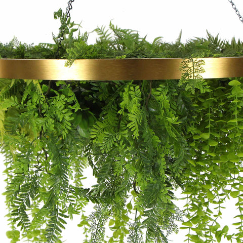 Imitation Gold Artificial Hanging Green Wall Disc 80cm (Limited Edition) UV Resistant Foliage