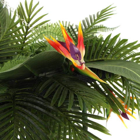 Artificial Hanging Plant Arrangement With Tropical Flowers in a Rectangular Arrangement 100cm x 30cm Mesh + Foliage