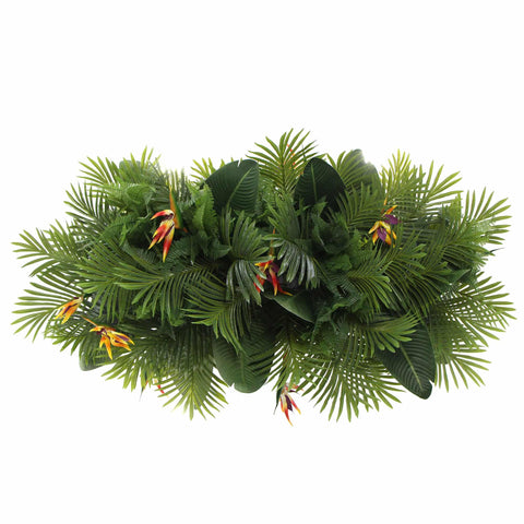 Artificial Hanging Plant Arrangement With Tropical Flowers in a Rectangular Arrangement 100cm x 30cm Mesh + Foliage