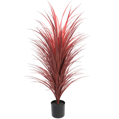 Burgundy Potted Artificial Long Grass (Yucca Grass) 115cm UV Resistant