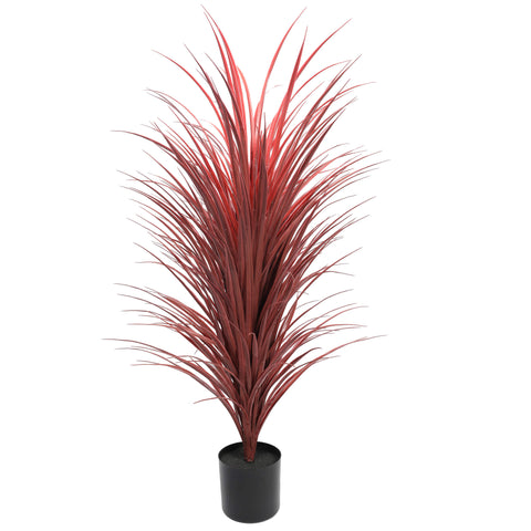 Burgundy Potted Artificial Long Grass (Yucca Grass) 115cm UV Resistant