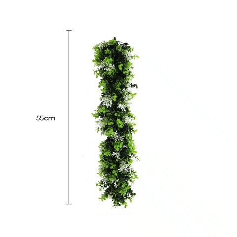 Artificial Extendable Hanging Flowering White Eucalyptus Vine UV Resistant 55cm