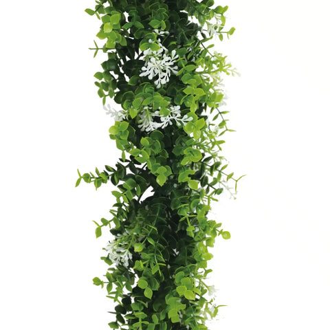 Artificial Extendable Hanging Flowering White Eucalyptus Vine UV Resistant 55cm