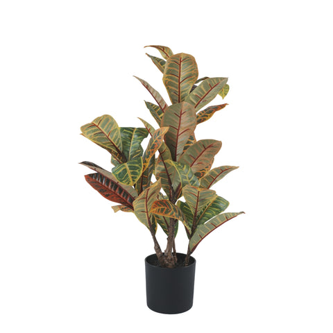 Artificial Potted Flaming Zebra (Codiaeum variegatum / crotons) 55cm