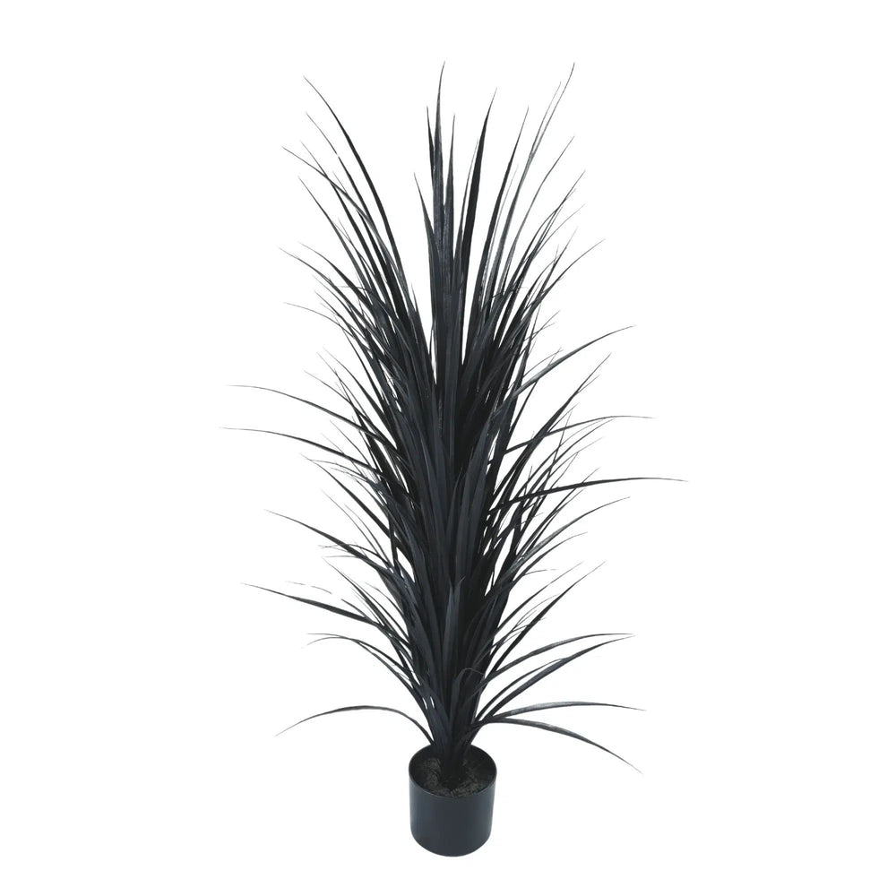 Premium Black Potted Artificial Long Grass (Yucca Grass) 115cm UV Resistant