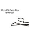 25cm UV Cable ties (wire, mesh or surfaces with holes) - 100 Pack