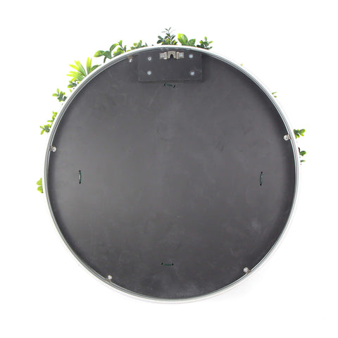 Slimline Flowering White Artificial Green Wall Disc UV Resistant 100cm (Black Frame)