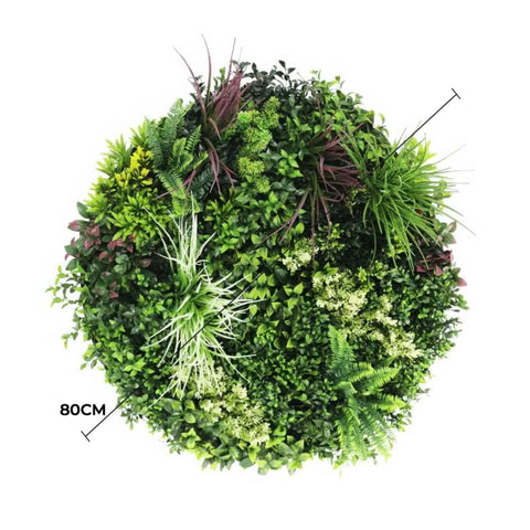 Slimline Artificial Green Wall Disc Art 80cm Colour Fresh UV Resistant (Black)