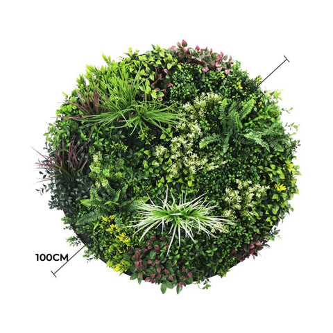 Slimline Artificial Green Wall Disc Art 100cm Colour Fresh UV Resistant (Black)