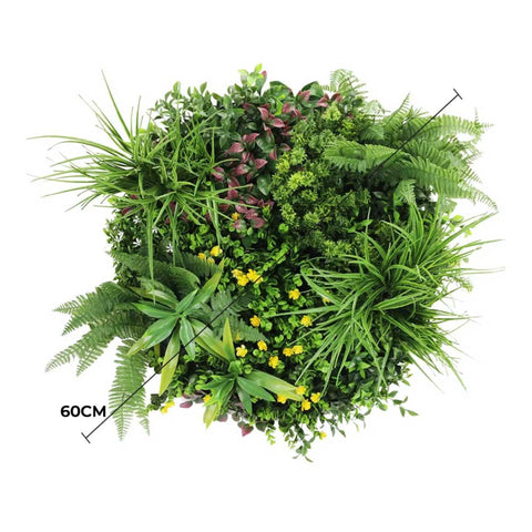 Slimline Artificial Green Wall Disc Art 60cm Country Fern UV Resistant (Black)