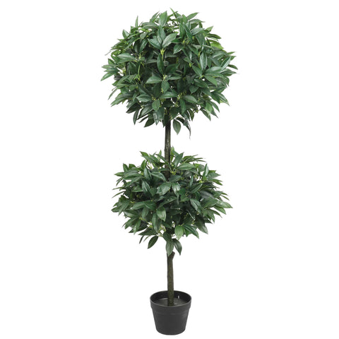 Artificial Bayleaf Ficus Topiary Tree Two Ball Potted Topiary 130cm  - Designer Vertical Gardens Artificial Trees Artificial Trees for Commercial Properties