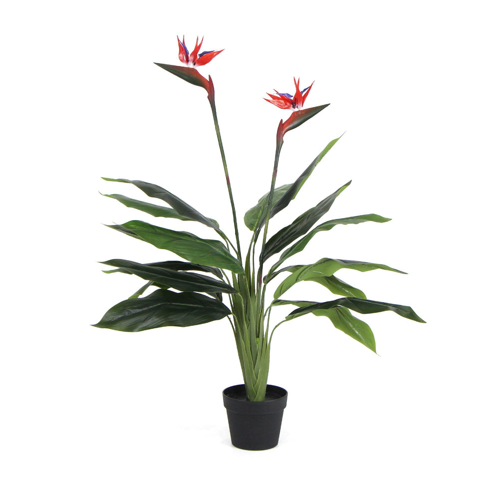 Artificial Bird Of Paradise Plant 110cm (Red Flowers) - Designer Vertical Gardens Flowering plants indoor
