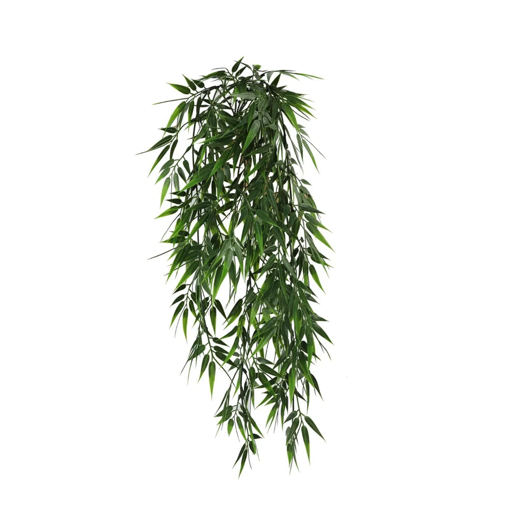 Artificial Hanging Dark Green Hanging Bamboo Leaf Garland Bush UV Resistant and Fire Rated 17cm x 76cm - Designer Vertical Gardens artificial hanging ferns hanging fern