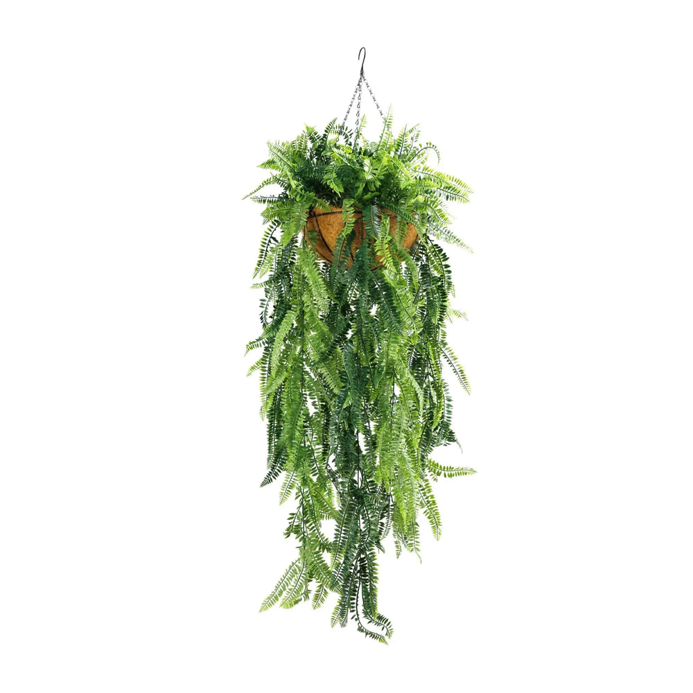 Artificial Hanging Fern Display – UV Resistant (45cm x 125cm) - Designer Vertical Gardens artificial hanging ferns hanging plants