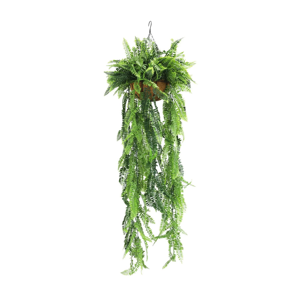 Artificial Lush Fern Hanging Basket – UV Resistant (35cm x 125cm) - Designer Vertical Gardens hanging