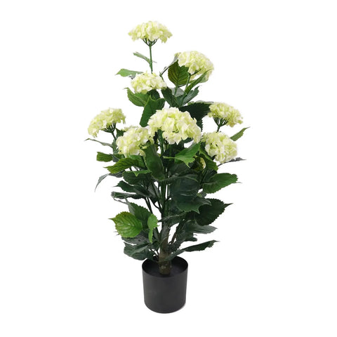 Artificial White Hydrangea Tree – Premium Faux Flowering Plant UV Resistant (90cm) - Designer Vertical Gardens