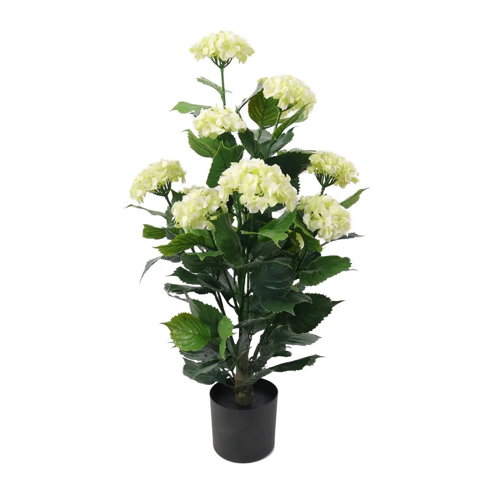 Artificial White Hydrangea Tree – Premium Faux Flowering Plant UV Resistant (90cm) - Designer Vertical Gardens