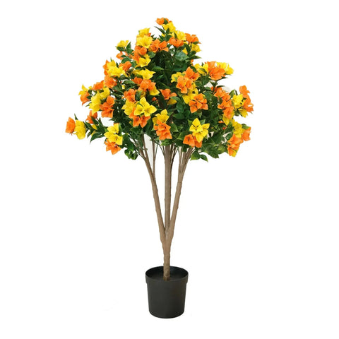 Bougainvillea Bloom Tree – Yellow & Orange Faux Florals (120cm, UV Treated) - Designer Vertical Gardens