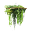 Elegant Gold Hanging Disc with Draping Ferns & Realistic Foliage – 80cm UV Protected - Designer Vertical Gardens artificial hanging basket artificial hanging fern