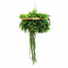 Elegant Gold Hanging Disc with Draping Ferns & Realistic Foliage – 80cm UV Protected - Designer Vertical Gardens artificial hanging basket artificial hanging fern