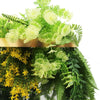 Elegant Gold Hanging Disc with Draping Ferns & Tropical Greenery – 40cm UV Protected - Designer Vertical Gardens artificial hanging basket artificial hanging fern plant