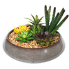 Potted Artificial Succulents with Round Decorative Bowl 19cm - Designer Vertical Gardens artificial succulents Artificial Trees