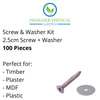 Screw and Washer Kit (Timber and Plaster) 100 Pack (Green Wall Kit) - Designer Vertical Gardens artificial garden wall plants artificial green wall australia
