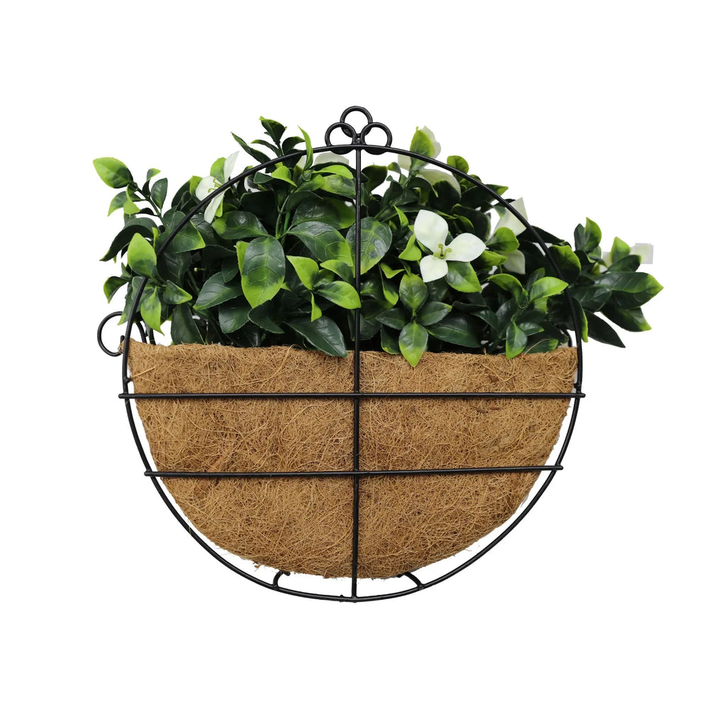 Wall - Mounted Flowering Jasmine Basket – UV Resistant (20cm x 35cm) - Designer Vertical Gardens Artificial Plants