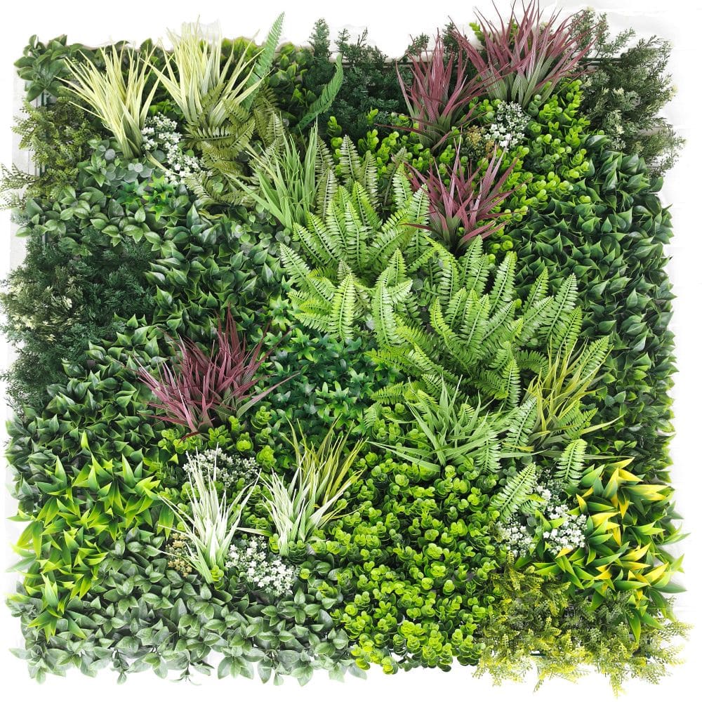 Premium Urban Greenery Artificial Vertical Garden / Fake Green Wall UV Resistant 1m x 1m