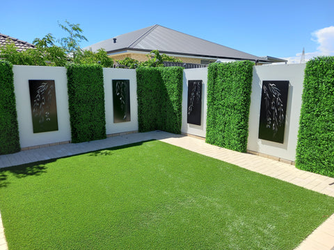 Dense Buxus Artificial Hedge Tile / Fake Vertical Garden 1m x 1m UV Resistant - Designer Vertical Gardens artificial garden wall plants artificial green wall australia